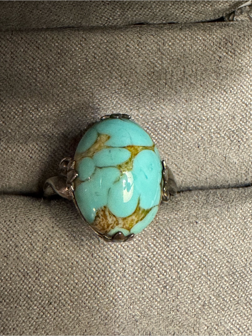 Vintage Sterling Silver Turquoise Statement Ring – Size 7.5